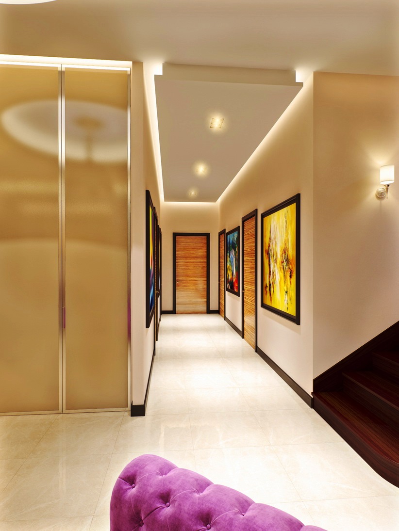 Парящий натяжной потолок в коридор