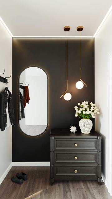 Матовый потолок с контурным профилем в коридор