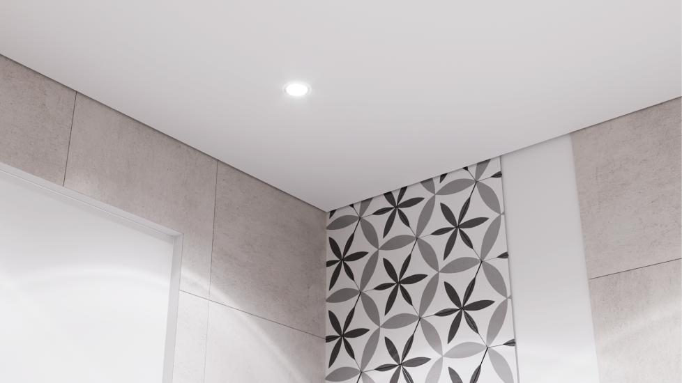 Матовый потолок с теневым профилем в ванную