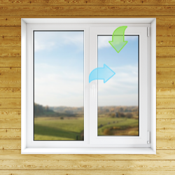 Окно двустворчатое 1200*1200 мм, поворотно-откидное