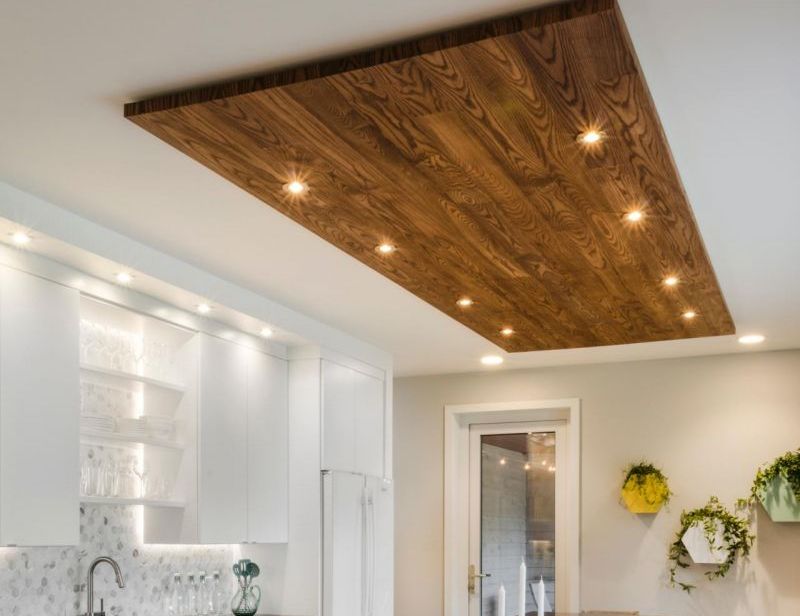 Фотопечать потолка с имитацией дерева