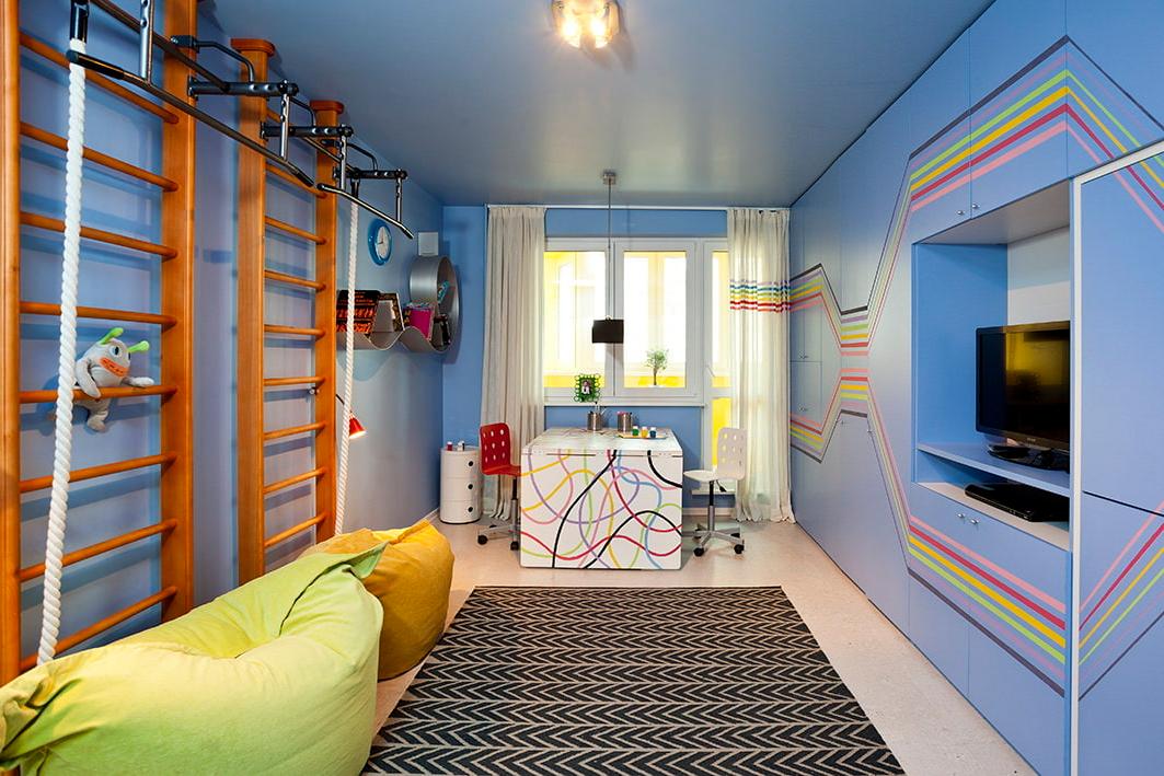 Синий сатиновый потолок для детской Синий сатиновый потолок для детской